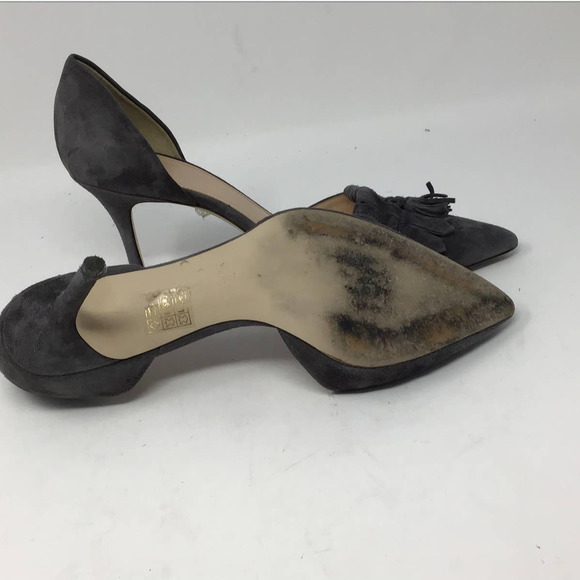 J. Crew Suede  Medium Gray Fringed heels in a women size  7.5 Made in Italy - Picture 6 of 6